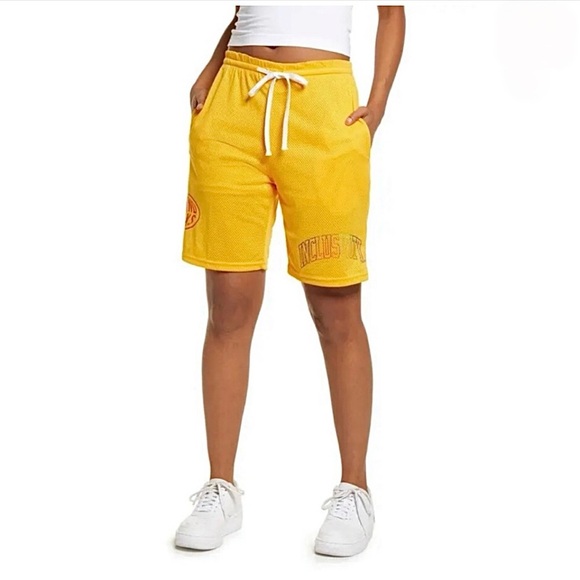 Petals and Peacocks Inclusivity Mesh Shorts Gold Small Sale - Picture 10 of 10